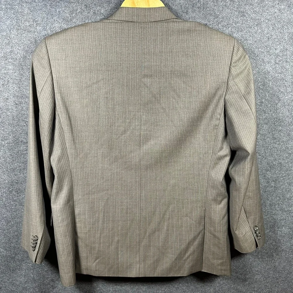Gritti Ermenegildo Zegna Mens 56R Wool‎ Pinstripe 3-Button Blazer Brown